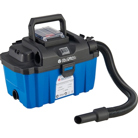 Global Industrial Battery Powered HEPA Wet/Dry Vacuum, 2.6 Gallon Cap. 641809